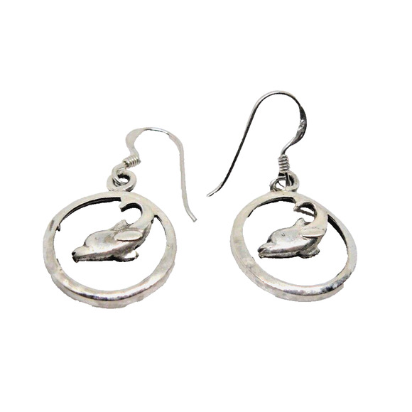 925 Sterling Silver Earrings Dolphin/Circles & SilverTone Dolphin Necklace VTG - Picture 6 of 6